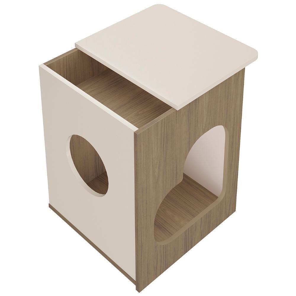 Mesa De Canto Lateral 52cm Para Pet Bob Carvalho/off White A09 - Mpozenato - 8