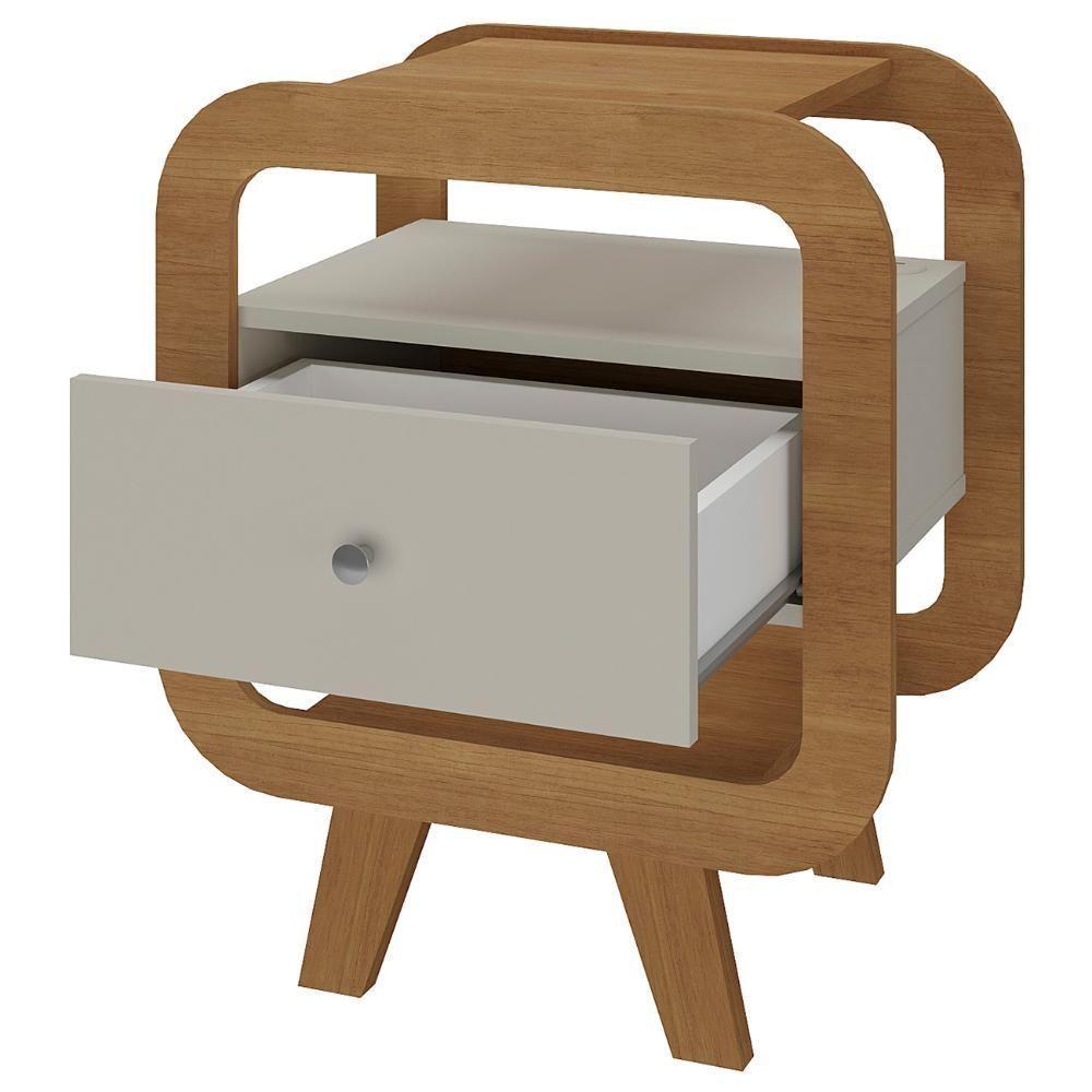 Mesa De Canto Lateral 55cm Para Quarto Nora Off/pinho A09 - Mpozenato - 5