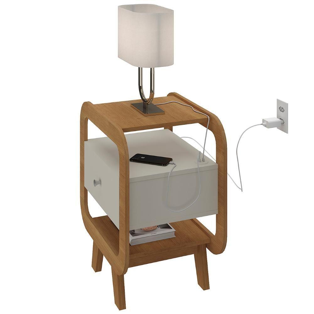 Mesa De Canto Lateral 55cm Para Quarto Nora Off/pinho A09 - Mpozenato - 6