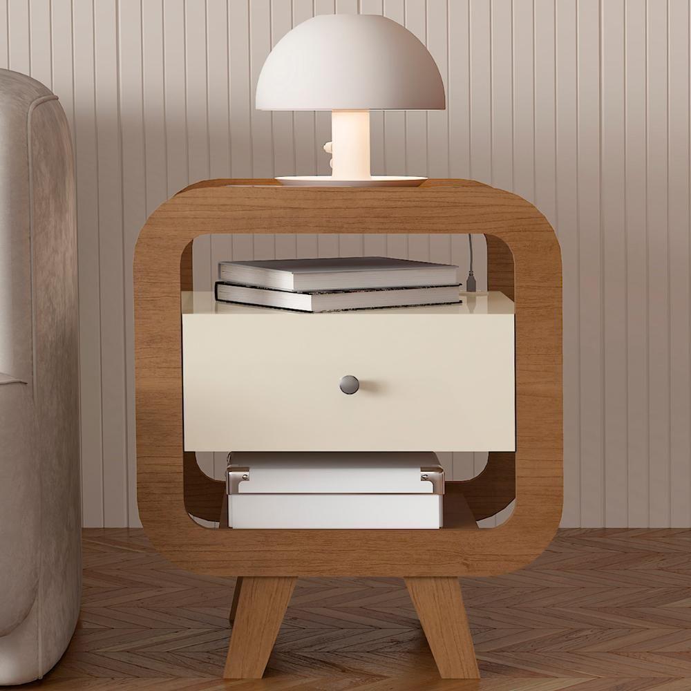 Mesa De Canto Lateral 55cm Para Quarto Nora Off/pinho A09 - Mpozenato - 7