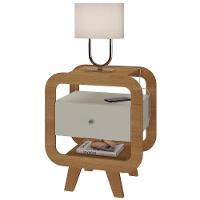 Mesa De Canto Lateral 55cm Para Quarto Nora Off/pinho A09 - Mpozenato - 2