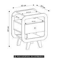 Mesa De Canto Lateral 55cm Para Quarto Nora Off/pinho A09 - Mpozenato