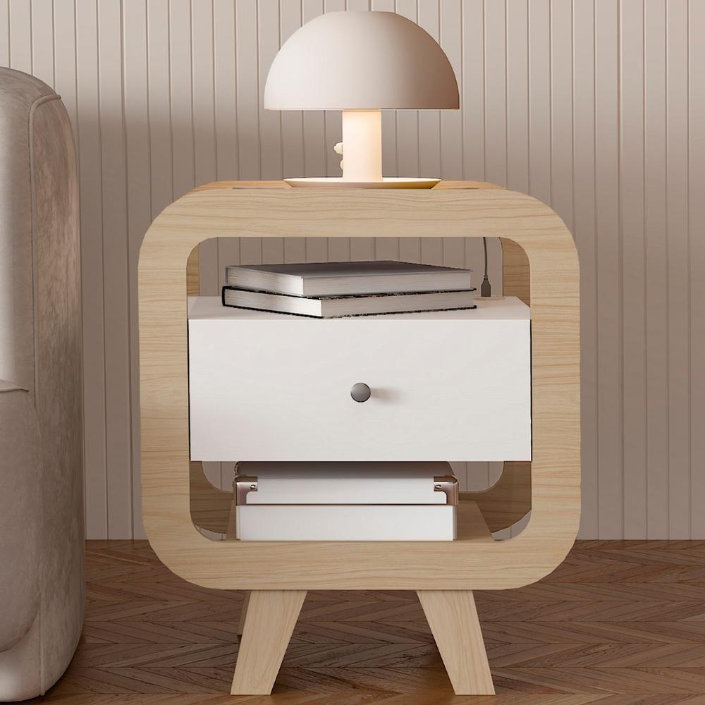 Mesa De Canto Lateral 55cm Para Quarto Nora Naturale/branco A09 - Mpozenato - 7