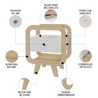 Mesa De Canto Lateral 55cm Para Quarto Nora Naturale/branco A09 - Mpozenato - 3