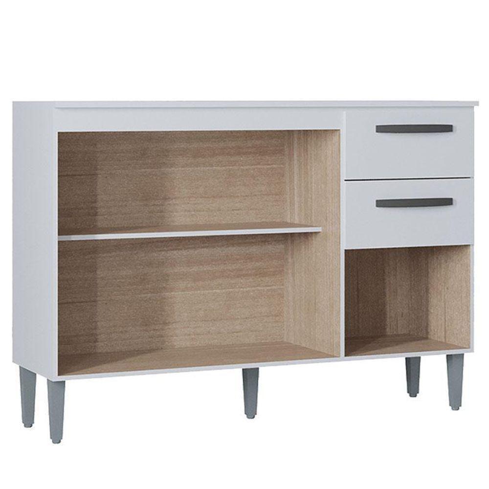 Balcão 507 3 Portas E 2 Gavetas Com Tampo Branco - Poquema - 4