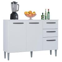 Balcão 507 3 Portas E 2 Gavetas Com Tampo Branco - Poquema - 1