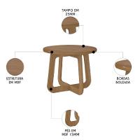 Mesa Centro Redonda 65cm Para Sala Mdf Rexxar Cinamomo A09 - Mpozenato - 3