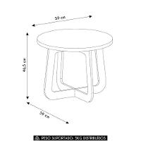 Mesa Centro Redonda 65cm Para Sala Mdf Rexxar Cinamomo A09 - Mpozenato