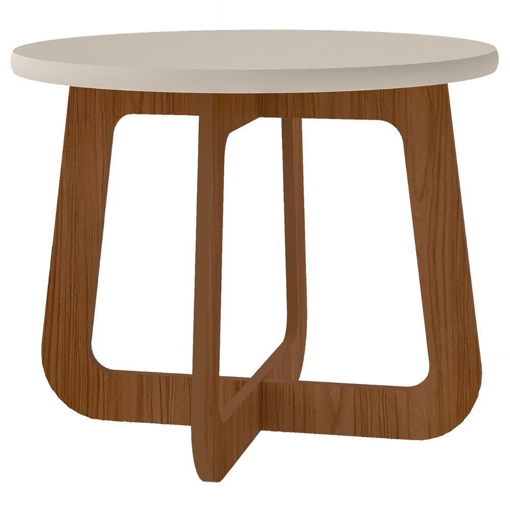 Mesa Centro Redonda 65cm Para Sala Mdf Rexxar Cedro/off A09 - Mpozenato - 6