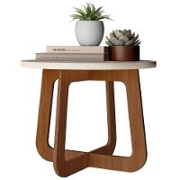 Mesa Centro Redonda 65cm Para Sala Mdf Rexxar Cedro/off A09 - Mpozenato - 2