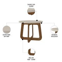 Mesa Centro Redonda 65cm Para Sala Mdf Rexxar Cedro/off A09 - Mpozenato - 3