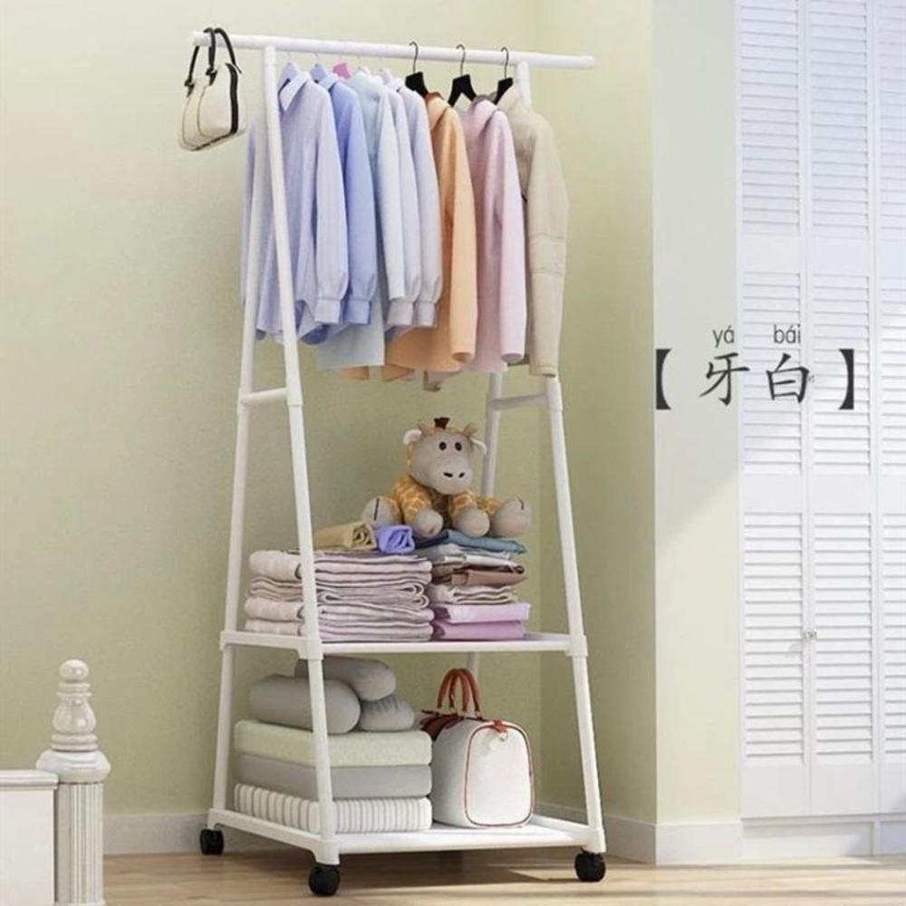 Armário Portátil Com Arara De Roupas E 2 Prateleiras Organização Completa Em Qualquer Espaço - Branco - 4