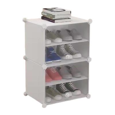 Armário Organizador Modular 4 Prateleiras Sapateira Guarda-roupas E Organizador Portátil Desmontável Vintage - Preto
