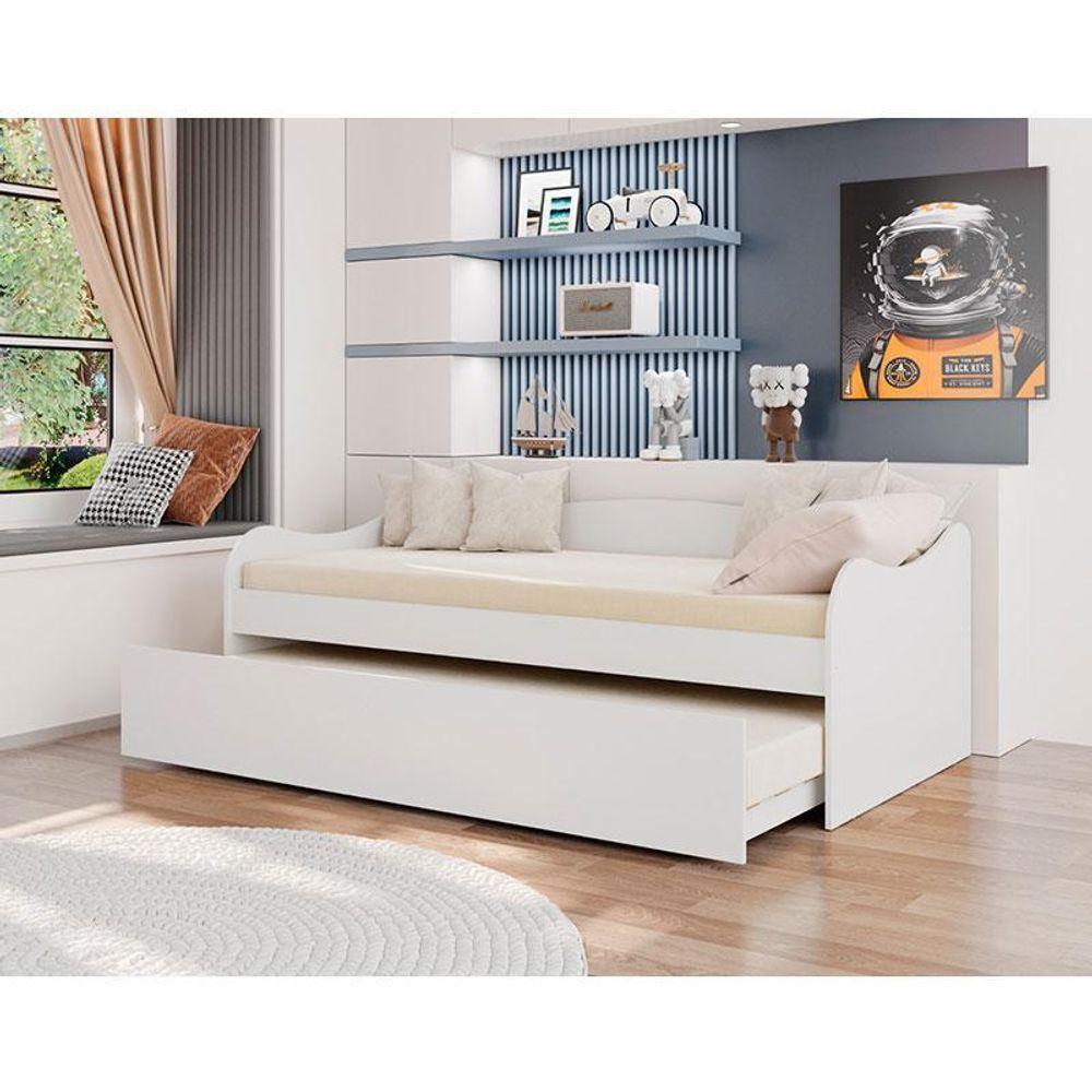 Bicama Babá Ariel Branco Acetinado Com 2 Colchões Ortobom – Carolina - 5