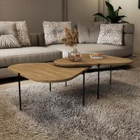 Kit 2 Mesa De Centro Para Salas 65cm Palheta - Natural