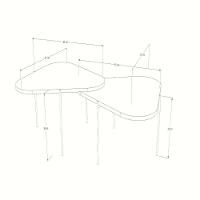 Kit 2 Mesa De Centro Para Salas 65cm Palheta - Branco - 3