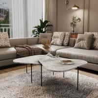 Kit 2 Mesa De Centro Para Salas 65cm Palheta - Branco