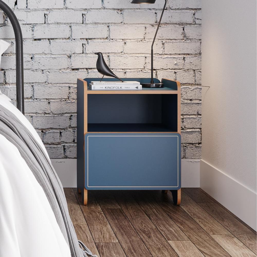 Mesa De Cabeceira 1 Gaveta Com Nicho Cindy - Azul - 3