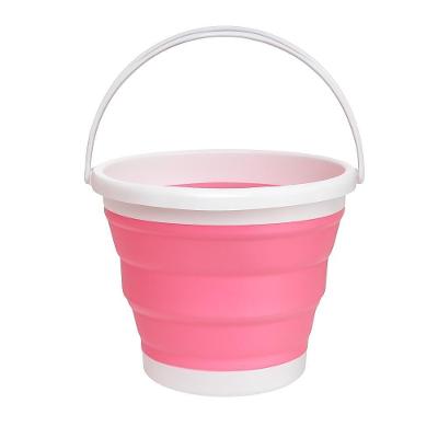 Balde Multiuso Retratil Flexivel Para Limpeza Domestico Capacidade Campacto Silicone 10L Rosa