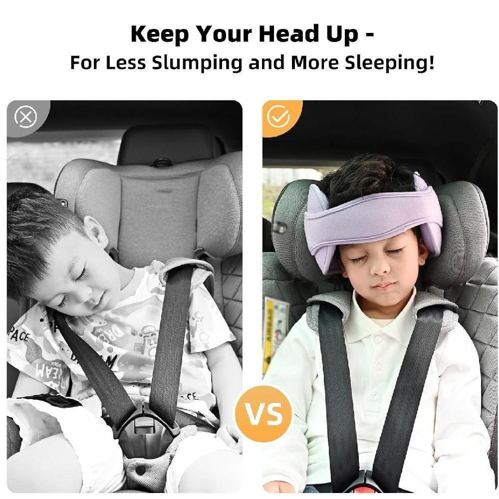 Apoio De Cabeca Infantil Para Carro Faixa Ajustavel Almofada Protecao Bebe Viagem Pescoco Roxo - 6