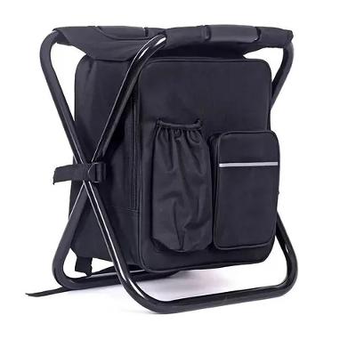 Banqueta Mochila Dobravel Vira Cadeira Bolsa Termica Portatil Multiuso Camping Pesqueiro Pesca 2 E 1 Preto