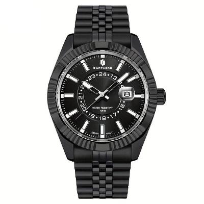 Relógio Masculino Sapphero Em Aço Inoxidável - Design Clássico Preto