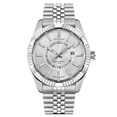 Relógio Masculino Sapphero Em Aço Inoxidável - Design Clássico Branco