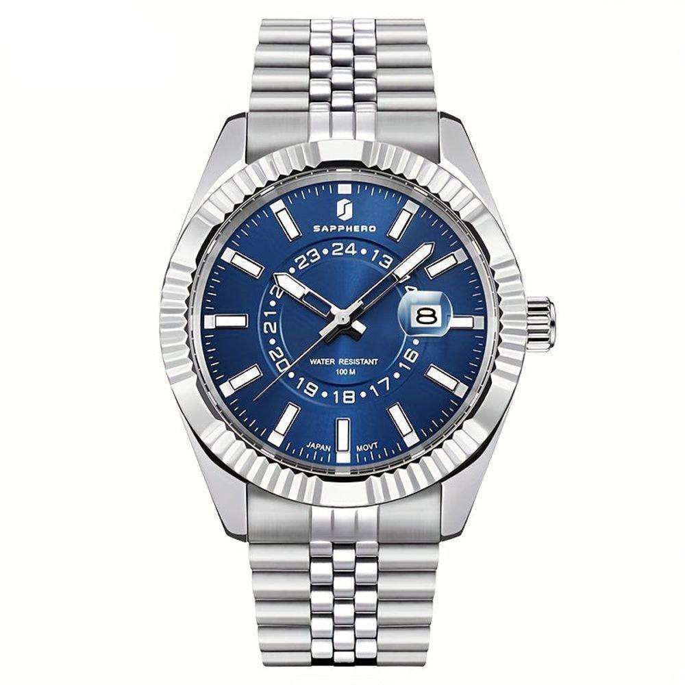Relógio Masculino Sapphero Em Aço Inoxidável - Design Clássico Azul - 1