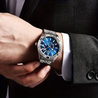 Relógio Masculino Sapphero Em Aço Inoxidável - Design Clássico Azul - 3