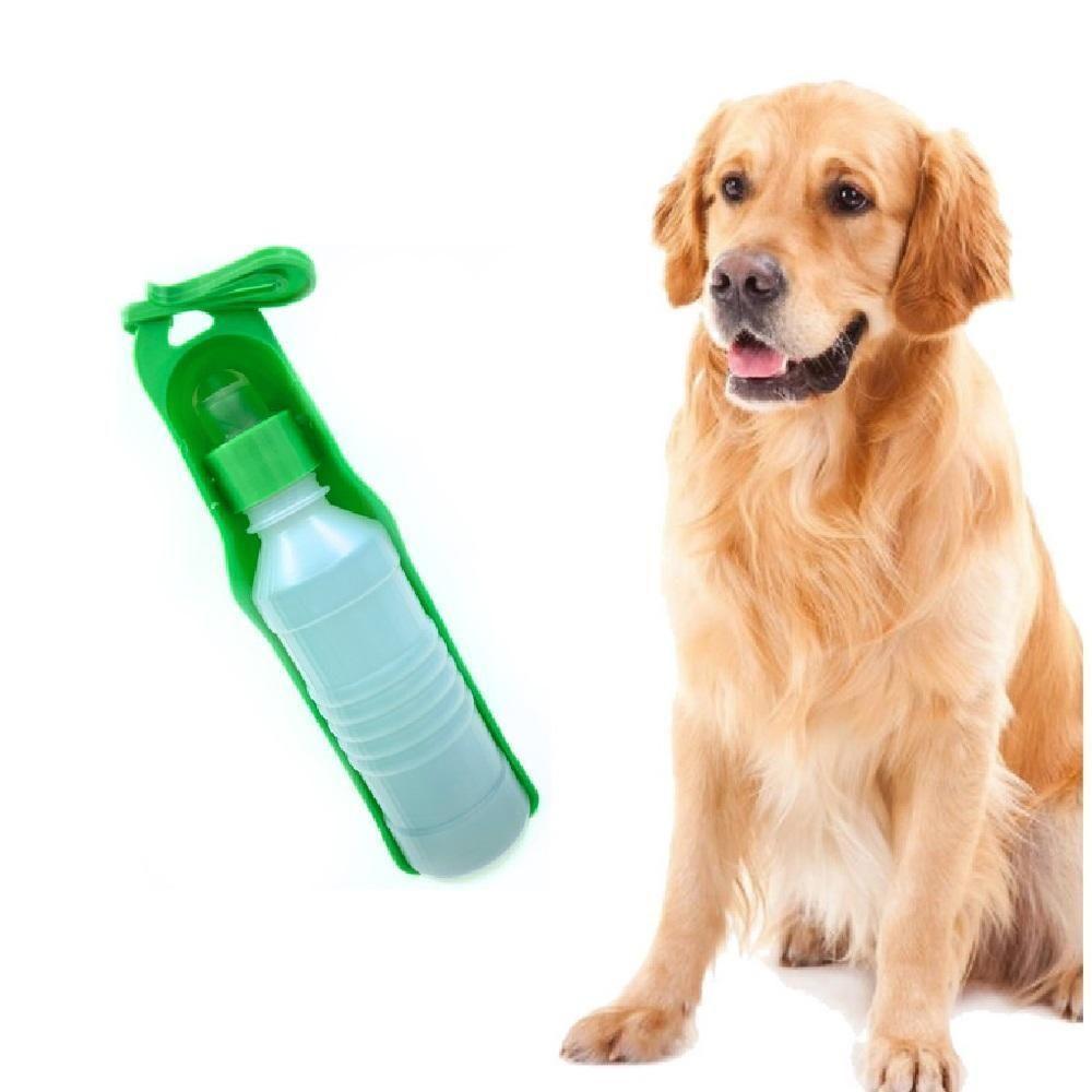Bebedouro Portatil Pet Garrafa De Agua 500ml Para Cachorros Viagem Caminhada Carro Passeio Com Alça Verde - 4
