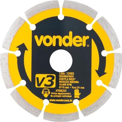 Disco Diamantado 110Mm Segmentado Furo 20Mm V3 - Vonder