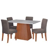 Conjunto Sala De Jantar Mesa 1,36m Trento 4 Cadeiras Trieste Dobuê Madeirado/mascavo - 1