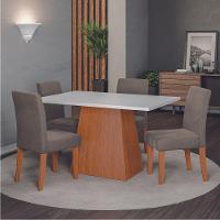 Conjunto Sala De Jantar Mesa 1,36m Trento 4 Cadeiras Trieste Dobuê Madeirado/mascavo - 2