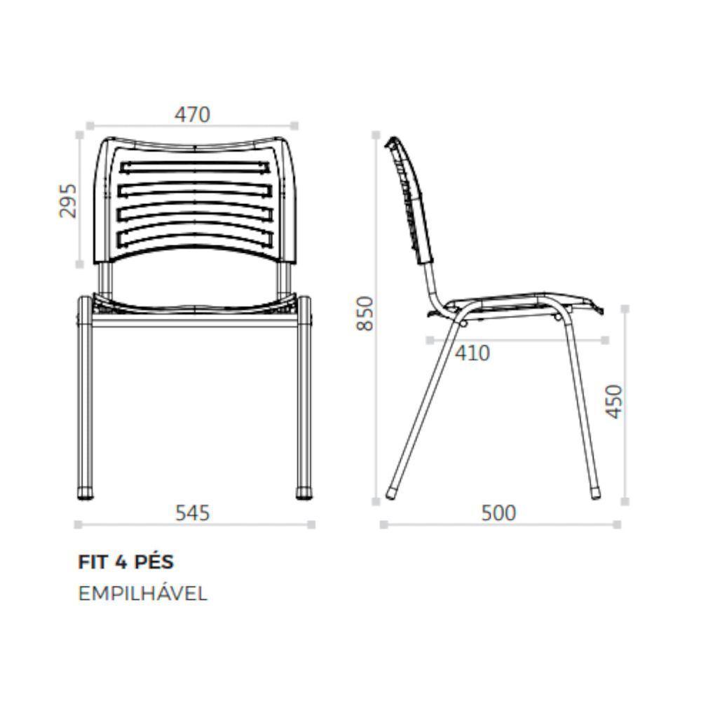 Cadeira Fit Com Assento E Encosto Em Polipropileno Azul - 6