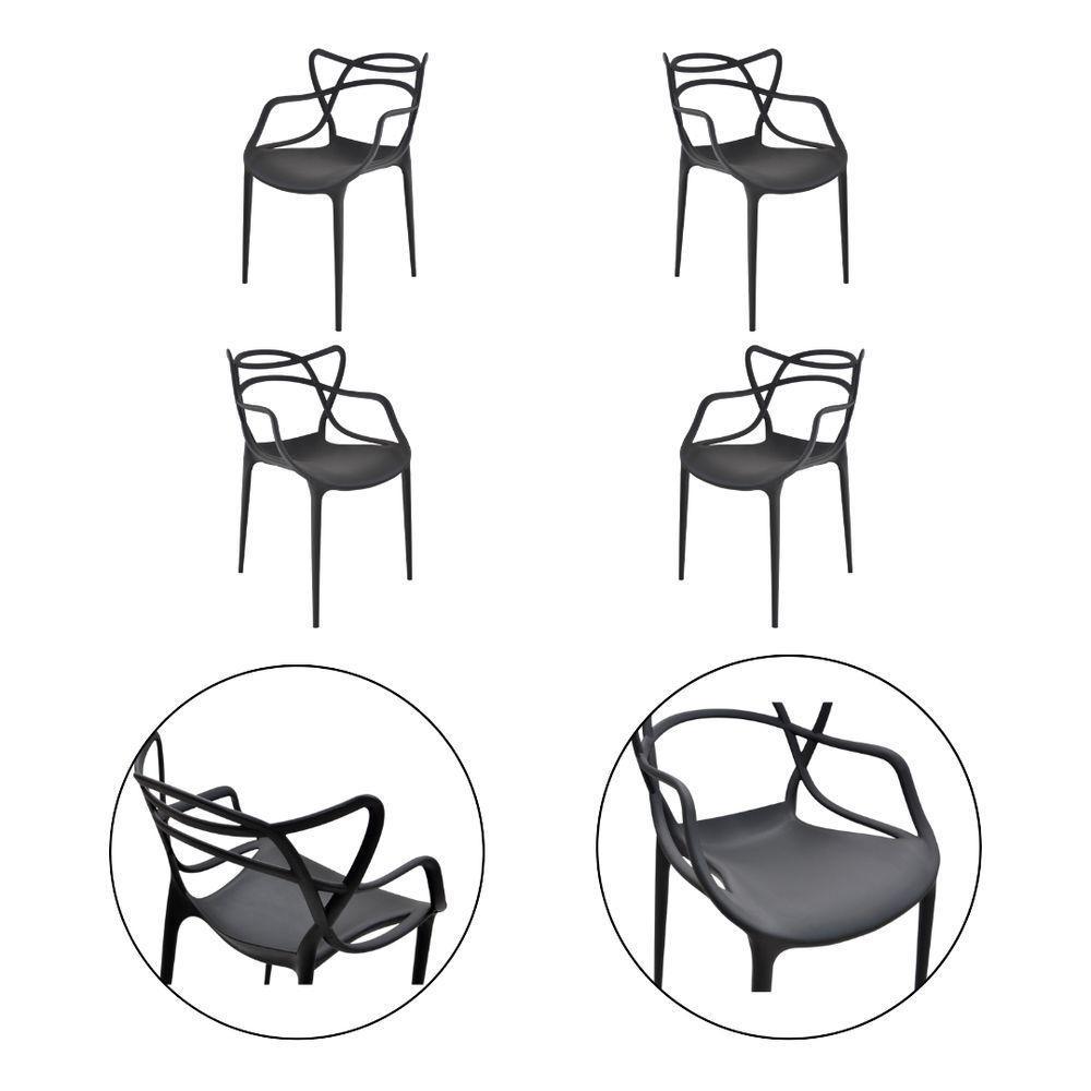 Kit 4 Cadeiras Allegra P/ Eventos Reuniões Leve E Prática preto - 2