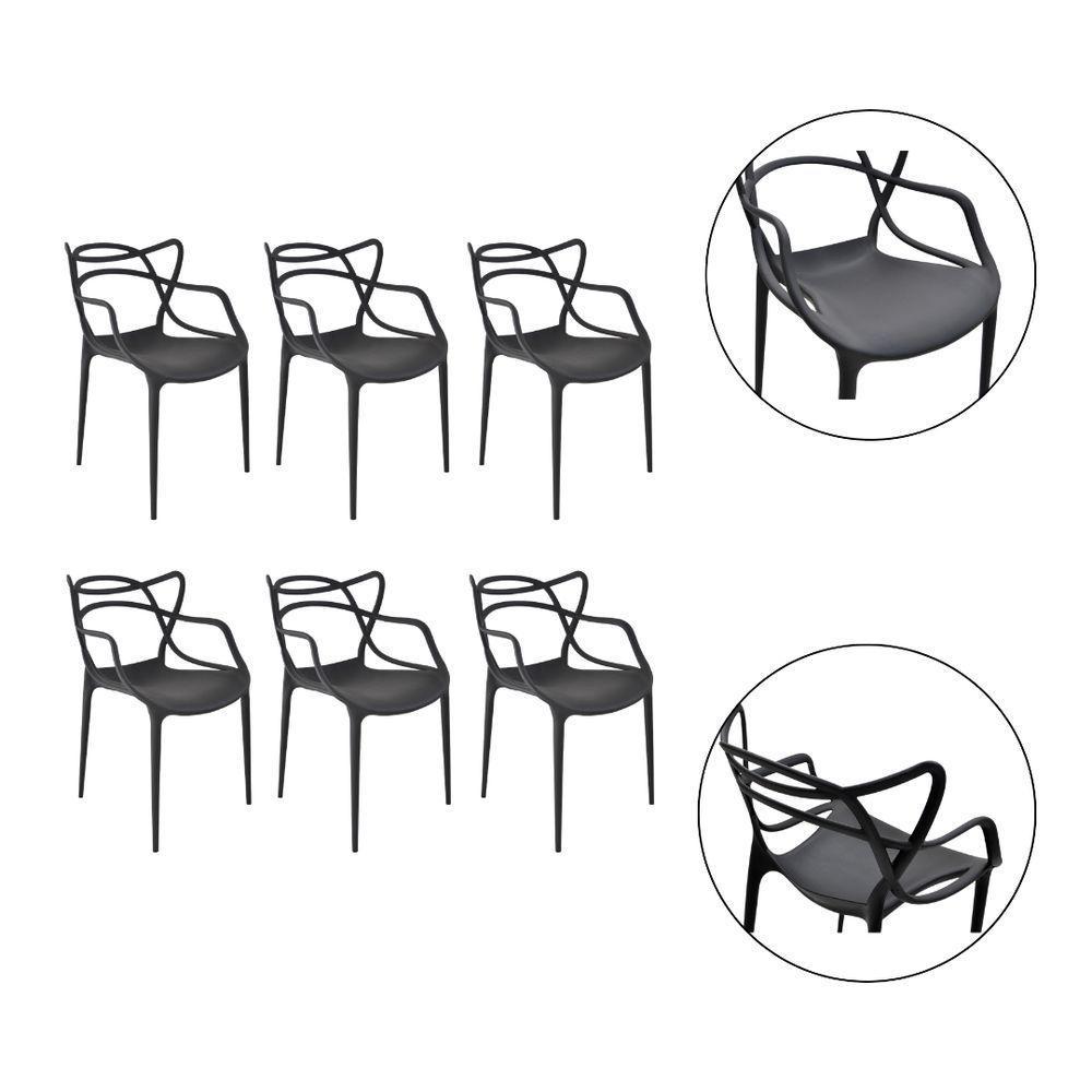 Kit 6 Cadeiras Allegra Polipropileno Resistente E Moderna preto - 2