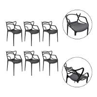 Kit 6 Cadeiras Allegra Polipropileno Resistente E Moderna preto - 2