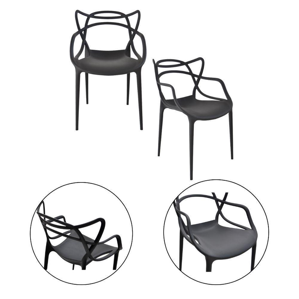 Kit 2 Cadeiras Allegra P/ Comércio Lazer Varanda Escritório Cor:preto - 2