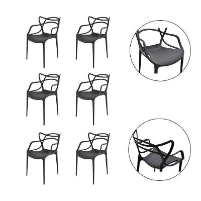 Kit Com 6 Unidades Cadeiras Allegra Moderna Sem Montagem preto