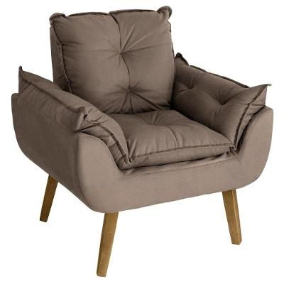 Poltrona Decorativa Sala de Estar Opala Suede para Escritório, Salão, Recepção - Capuccino