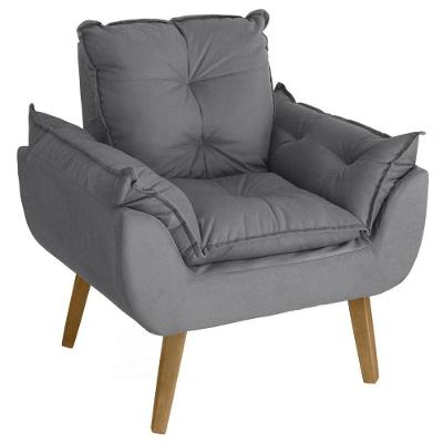 Poltrona Decorativa Sala de Estar Opala Suede para Escritório, Salão, Recepção - Cinza Escuro