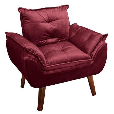 Poltrona Decorativa Sala de Estar Opala Suede para Escritório, Salão, Recepção - Bordô