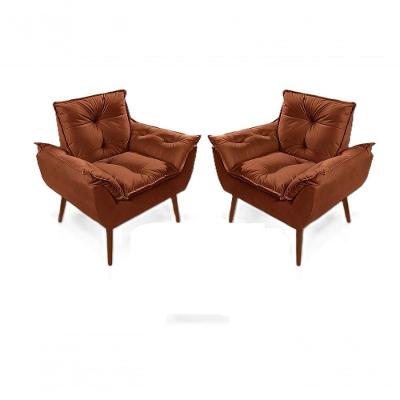 Kit 2 Poltronas Decorativas Opala Confortáveis para Sala, Quarto, Recepção, Escritório - Suede Luxo Terracota