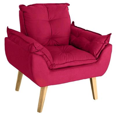 Poltrona Decorativa Sala de Estar Opala Suede para Escritório, Salão, Recepção - Vermelho