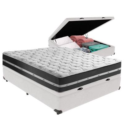 Cama + Box Com Bau Casal Classic Anjos Branco