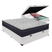 Cama Box Baú Branco Casal Colchão Ortobom Extra Firme - 1