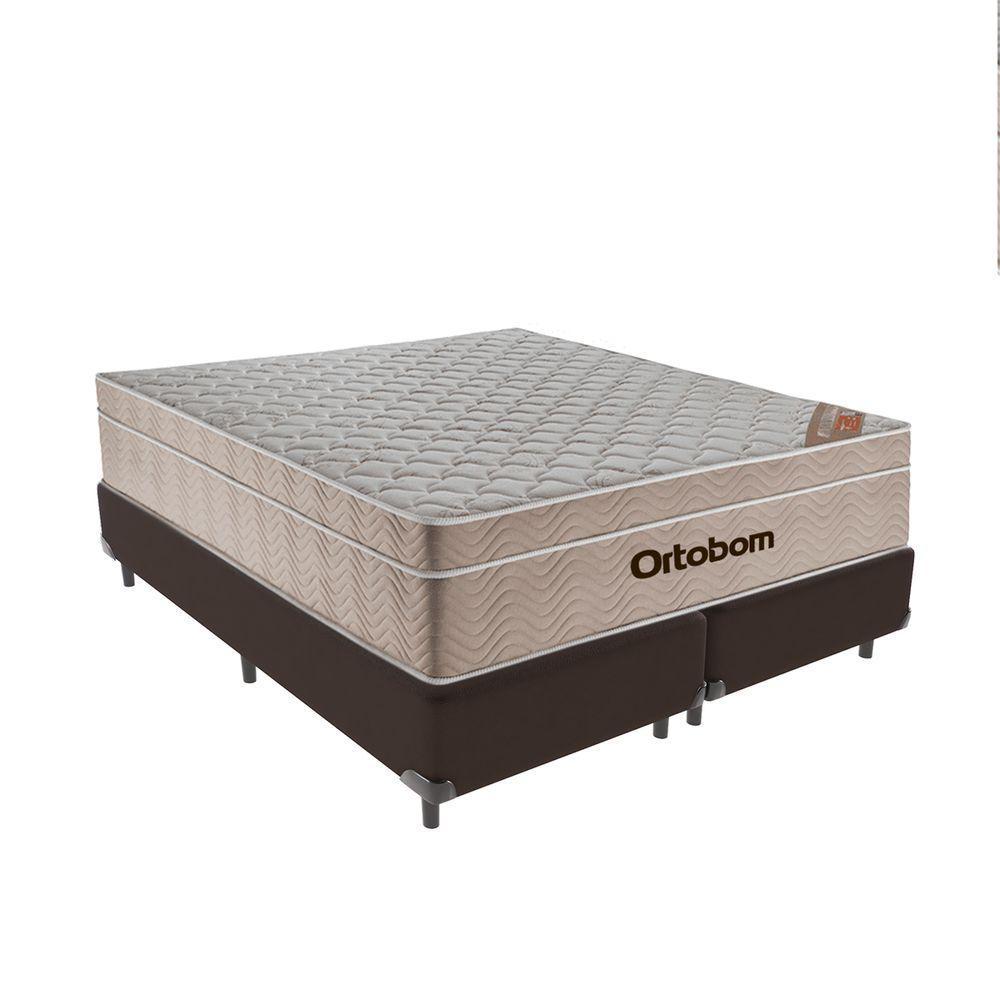Cama + Box Airtech Colchão Ortobom Queen 158cm Springpocket Marrom - 1