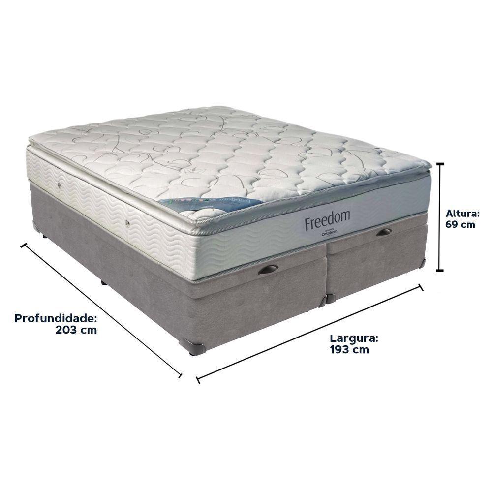 Cama Box Com Baú King E Colchão Freedom Ortobom D33 Cinza - 5