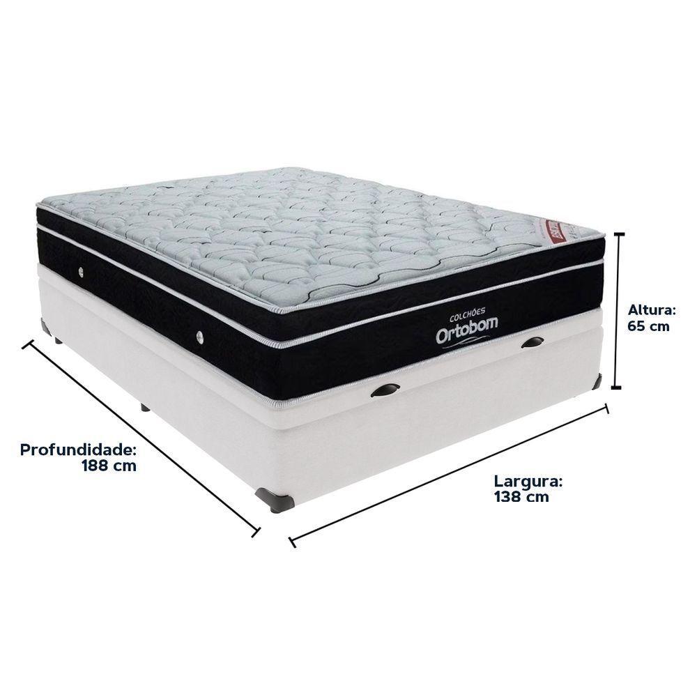Colchão Elegant Ortobom Base Com Baú Branco Casal Com Molas Ensacadas - 5