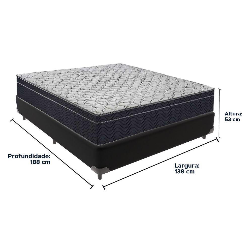 Cama Box Preto E Colchão Airtech 150 Espuma D45 Casal Ortobom - 3